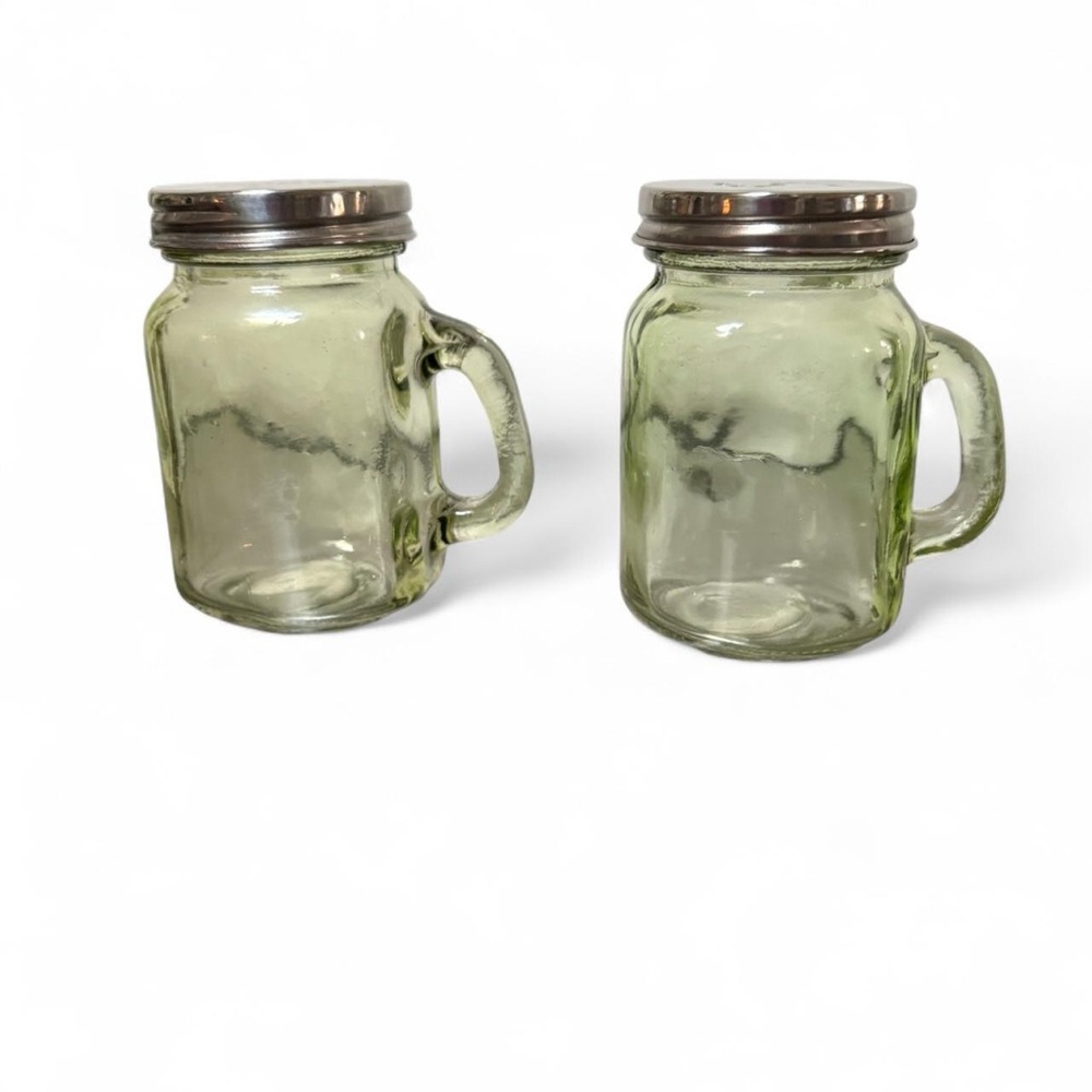 Glass Mason Jar Salt & Pepper Shakers with Silver Lids